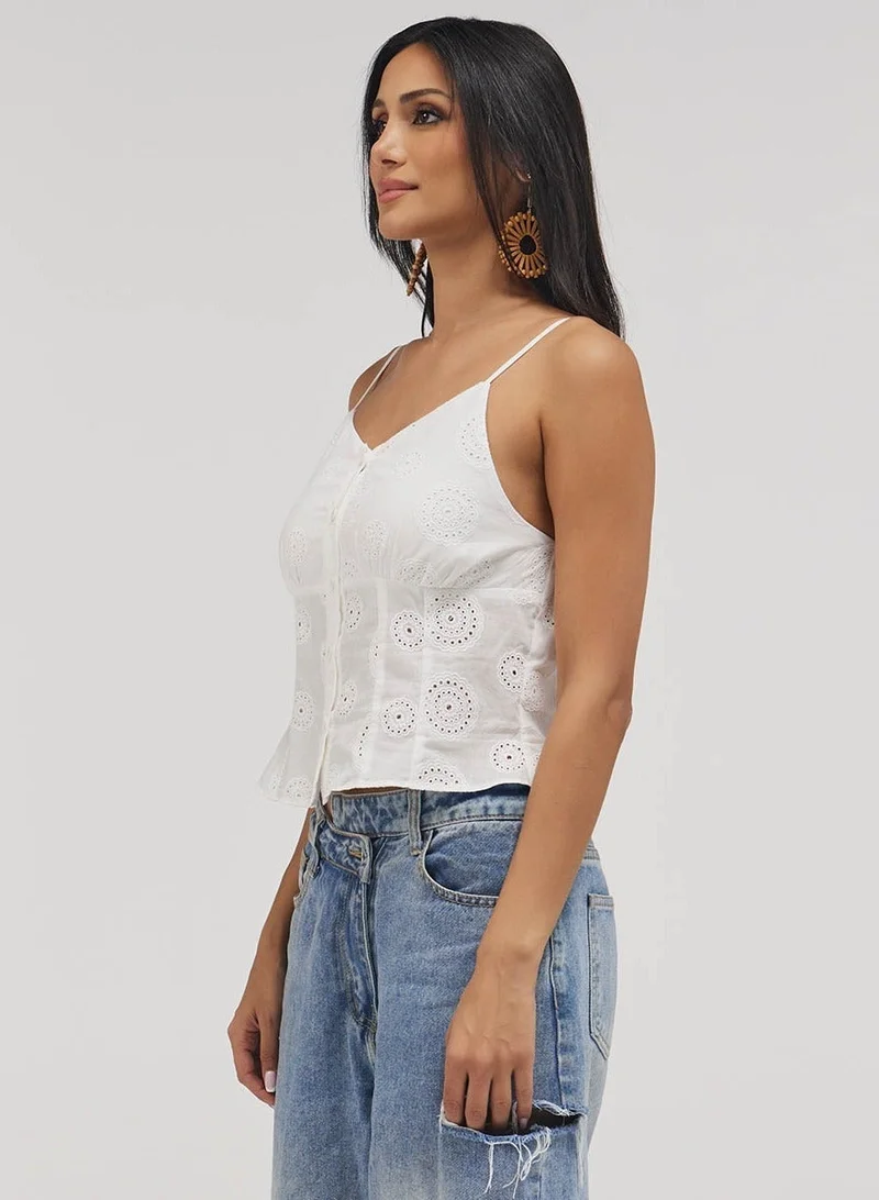 Zigzag Front Buttoned Delicate Top